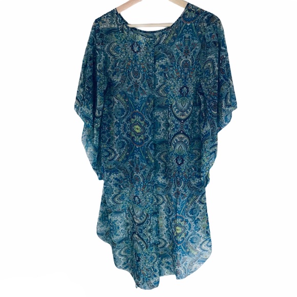 Ivy Jane | Hi-Lo Paisley Sheer Top | Sz M - Picture 2 of 7